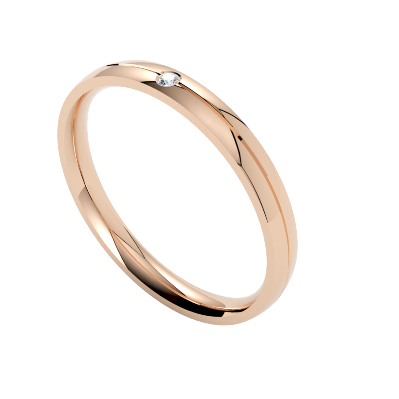 Subtelna obrączka z diamentem z różowego złota